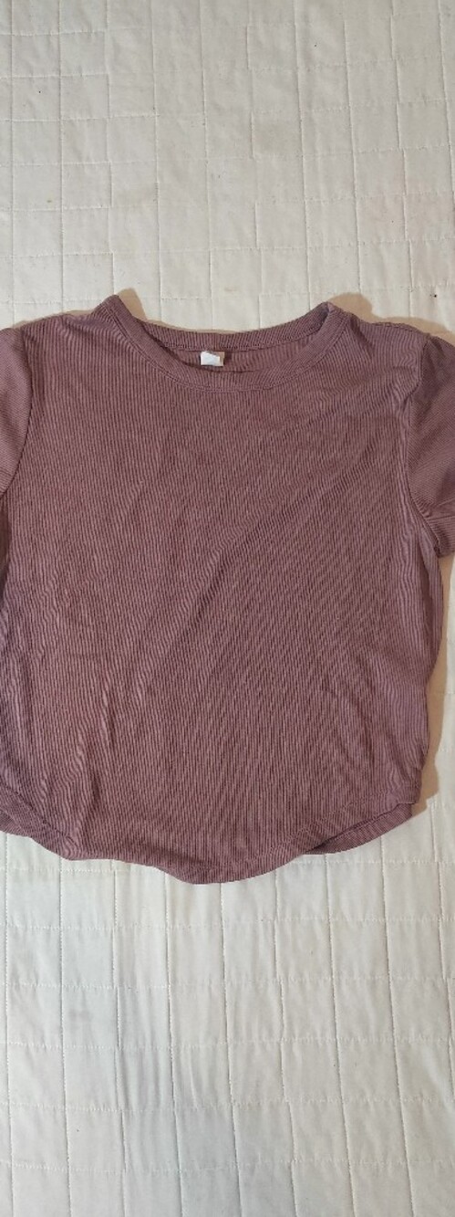 & Other Stories Mauve Ribbed Short Sleeve Top